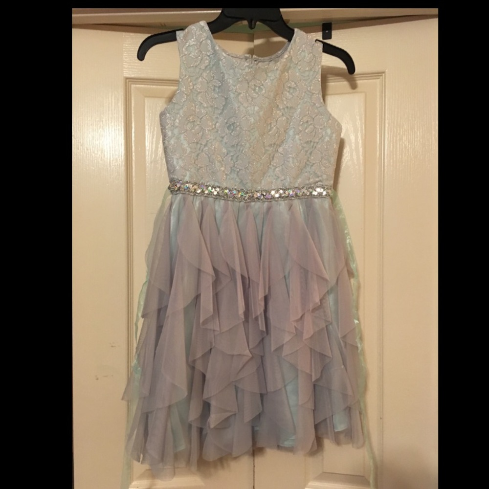 RareEditions girls size 14 blue silver dress